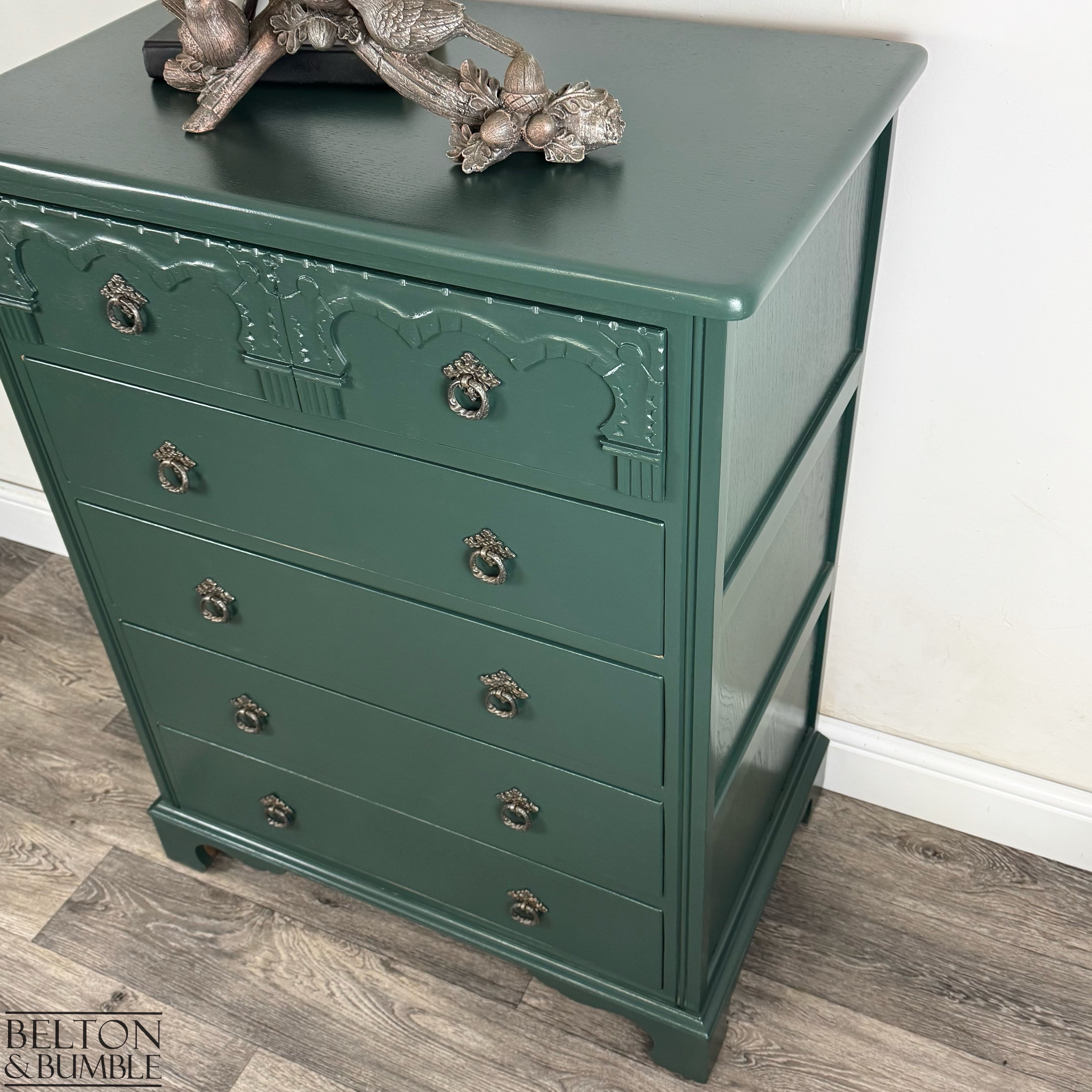 Five Drawer Chest of Drawers in Dark Jewel Green