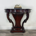Reproduction Victorian Mahogany Serpentine Hallway Console Table with Carved Scroll Detail
