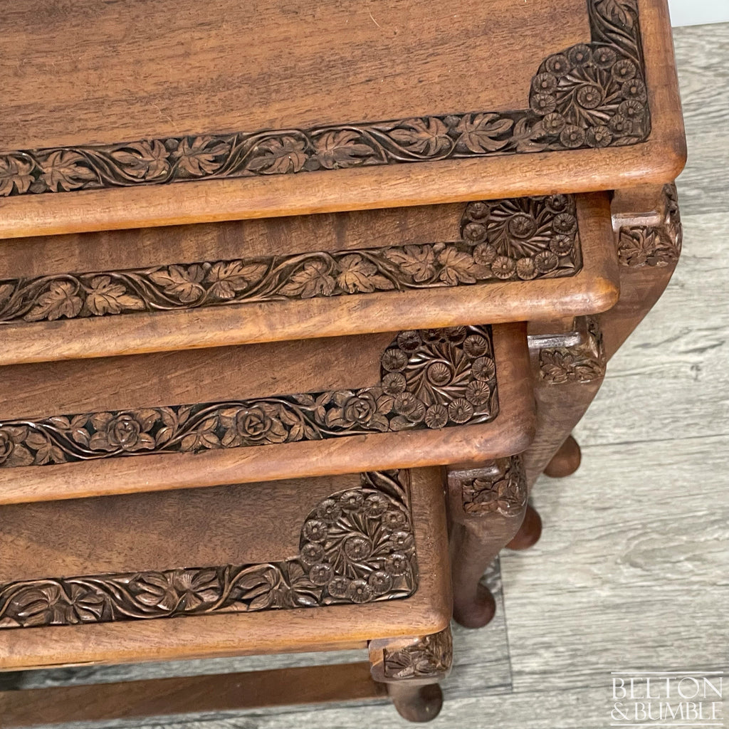 Set of Four Ornate Nesting Tables with Drawer Detail-Belton & Bumble