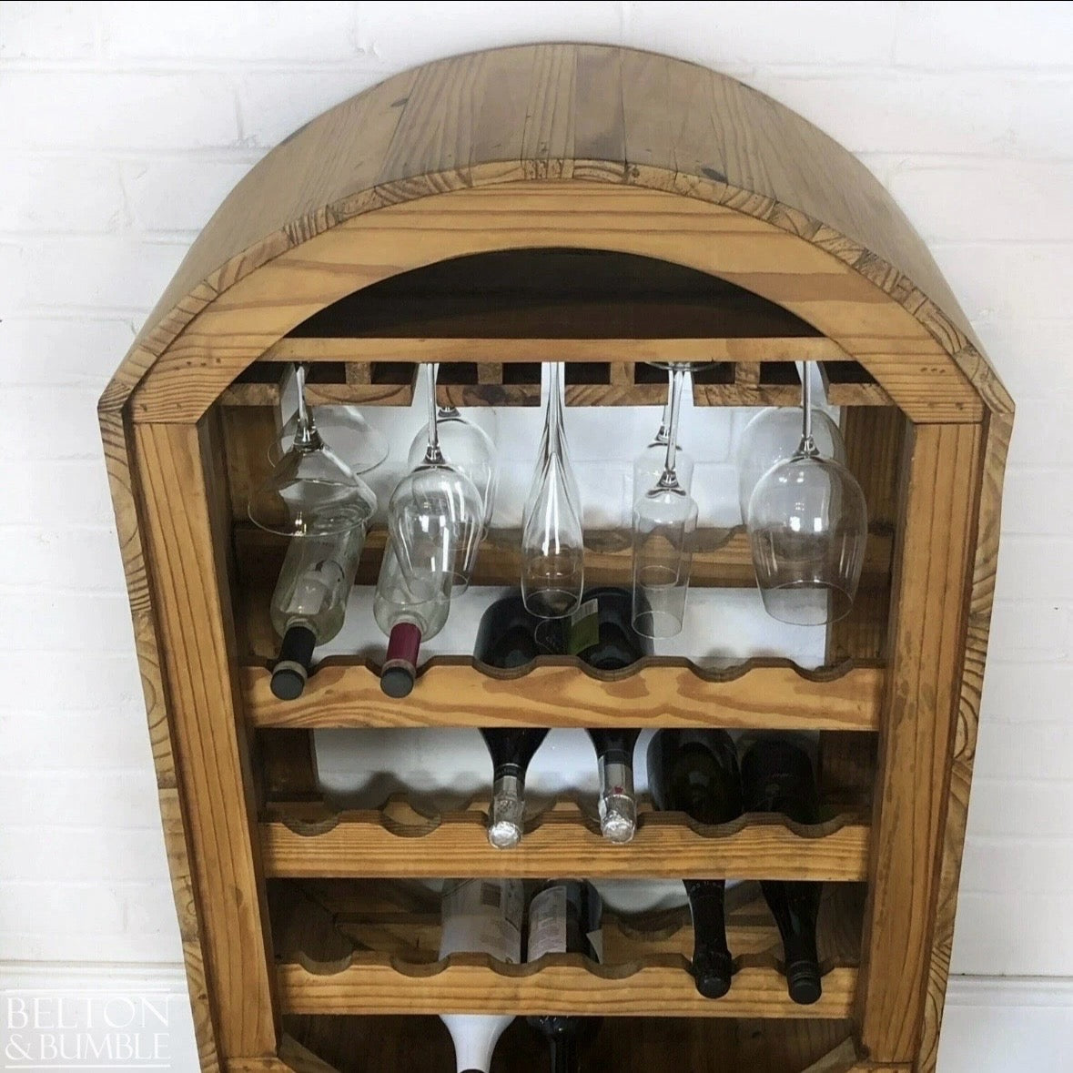 Barrel Style Bottle and Glass Hanging Rack