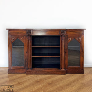 Antique Walnut Side Cabinet with Glazed Doors-Belton & Butler