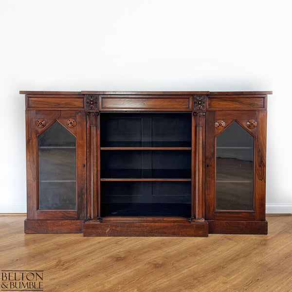 Antique Walnut Side Cabinet with Glazed Doors-Belton & Butler