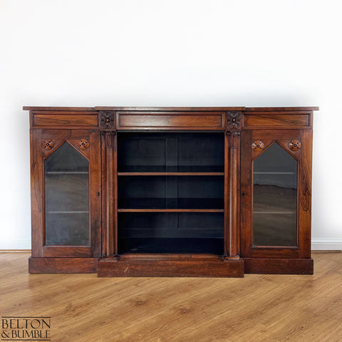 Antique Walnut Side Cabinet with Glazed Doors-Belton & Butler
