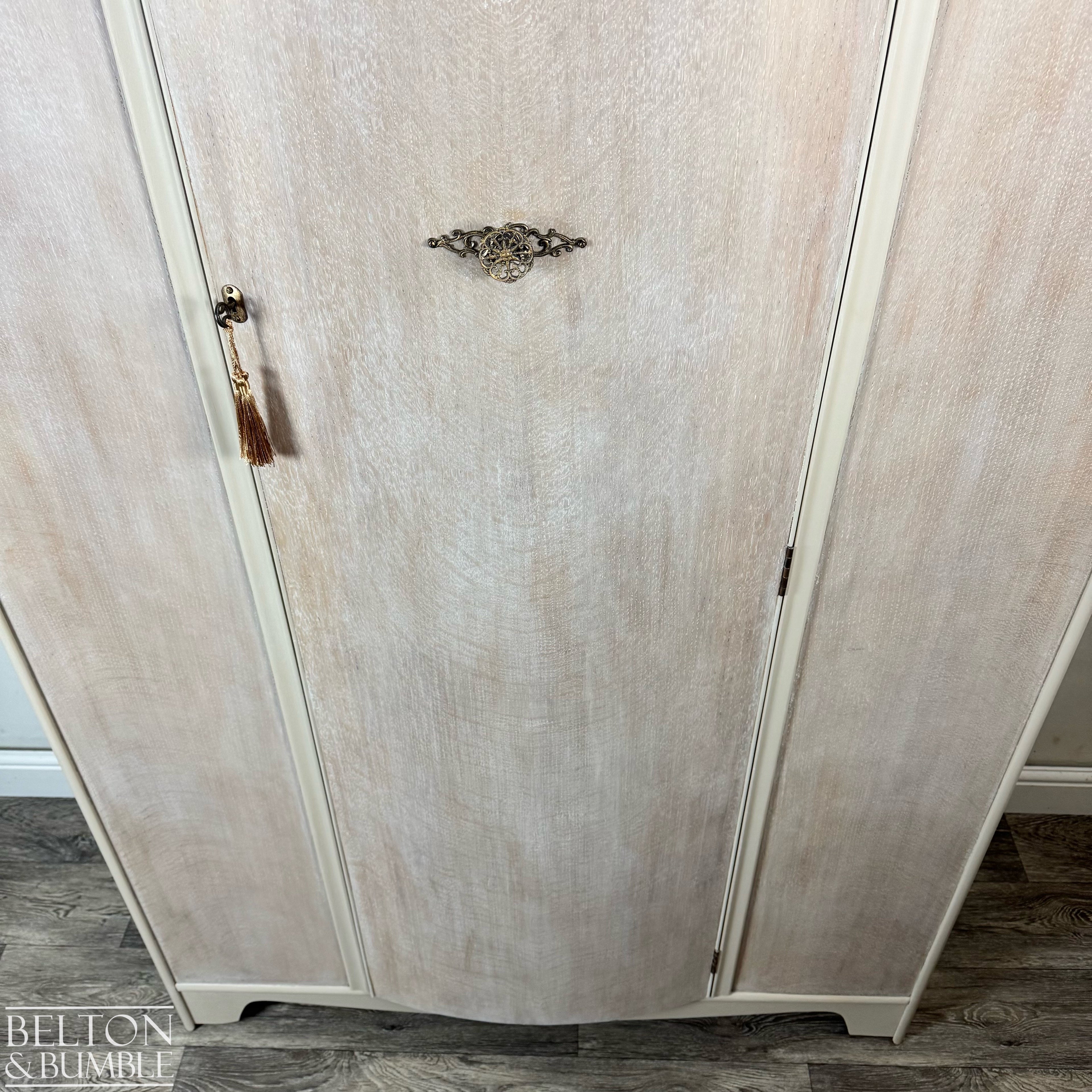 Large Vintage Wardrobe Tallboy in Cream and Tiger Oak-Wardrobe-Belton & Bumble