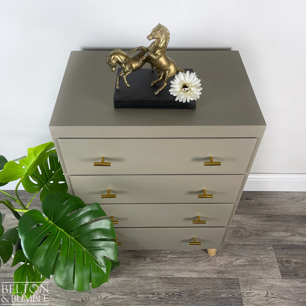 Four Drawer Chest of Drawers in Green Grey, Mid-Century-Belton & Bumble