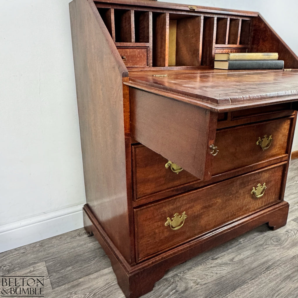 Georgian Mahogany Slant Front Bureau Antique Writing Desk with Fitted Interior-Belton & Bumble