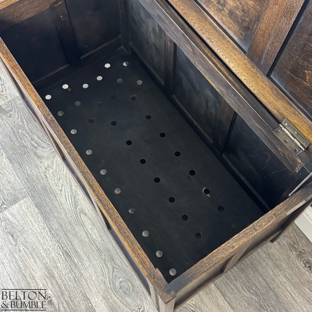 Vintage Oak Carved Panel Blanket Box, Storage Chest Coffer