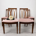 Set of Four Modern G-Plan Curve Back Teak & Afrormosia Dining Chairs by E. Gomme with Dusky Pink Velvet, 1970’s