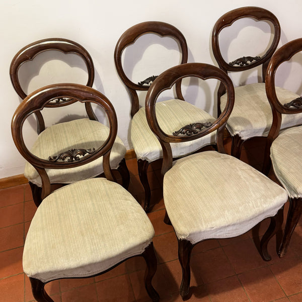 Set of Six Victorian Balloon-Back Dining Chairs – Ready for Custom Commission-Belton & Butler