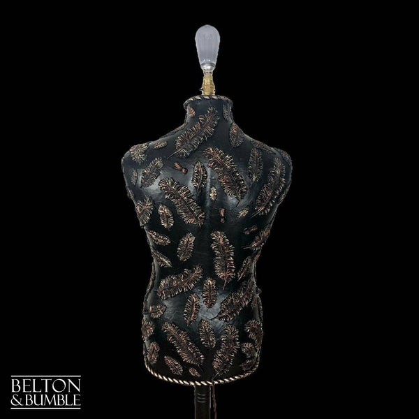 Black and Copper Feather Mannequin Floor Lamp with Black Wooden Stand-Belton & Butler