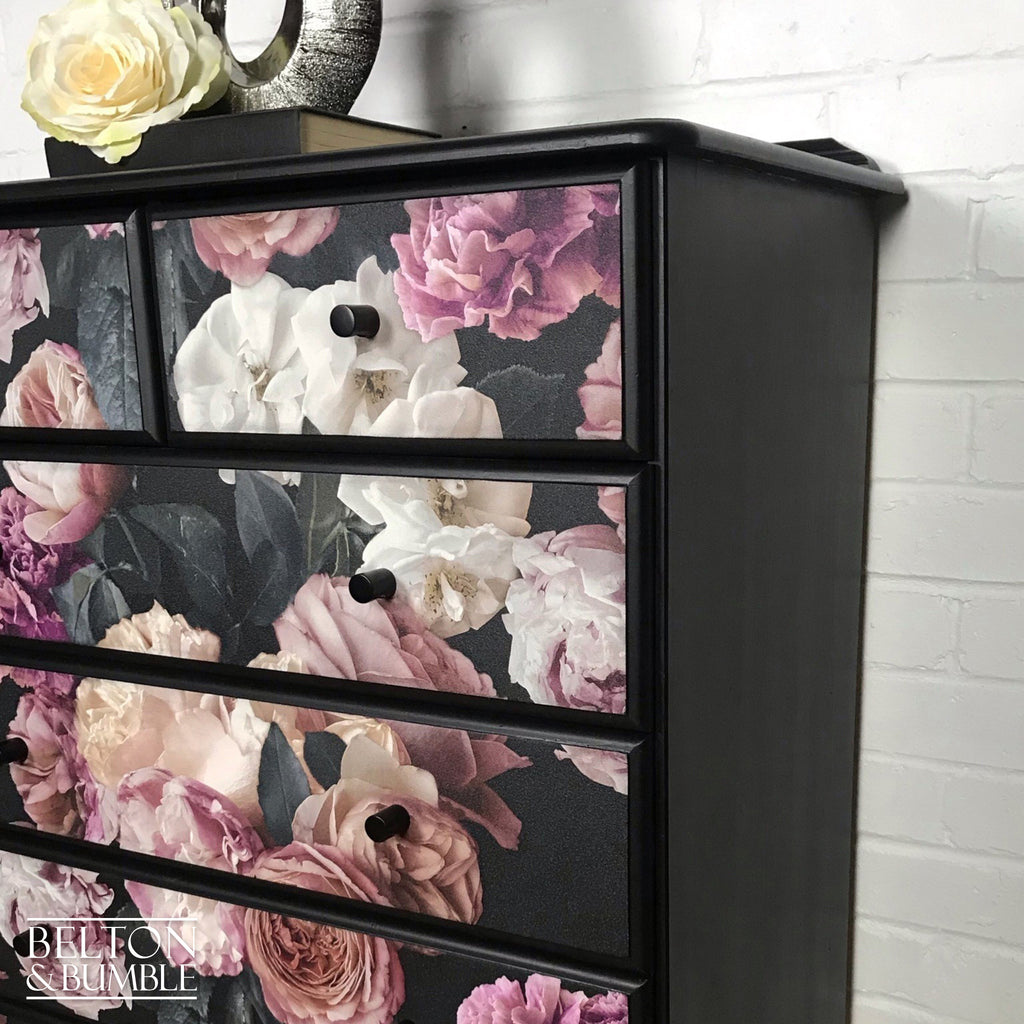 Black Floral Chest of Drawers-Belton & Bumble