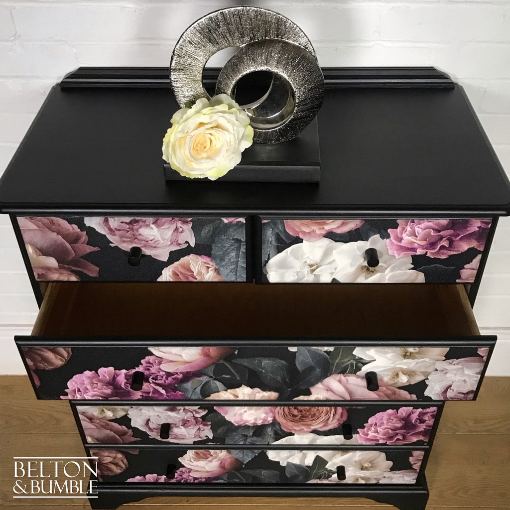 Black Floral Chest of Drawers-Belton & Bumble