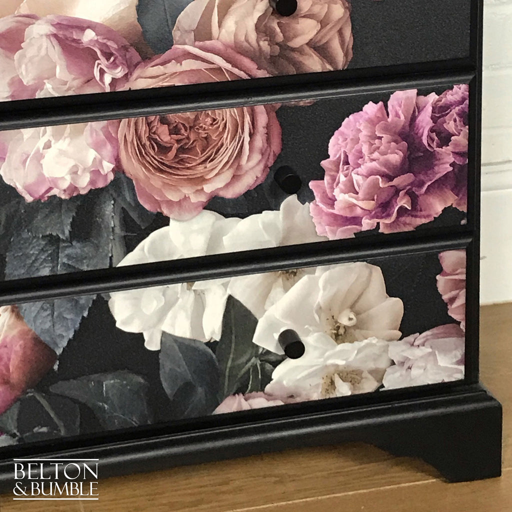 Black Floral Chest of Drawers-Belton & Bumble
