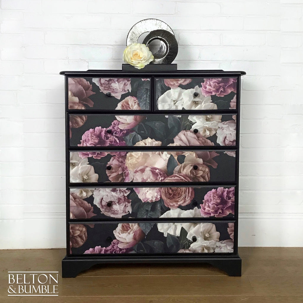 Black Floral Chest of Drawers-Belton & Bumble
