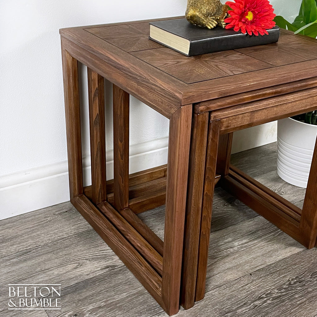 G Plan Parquetry Nest of Three Tables – side view showing proportions and stance