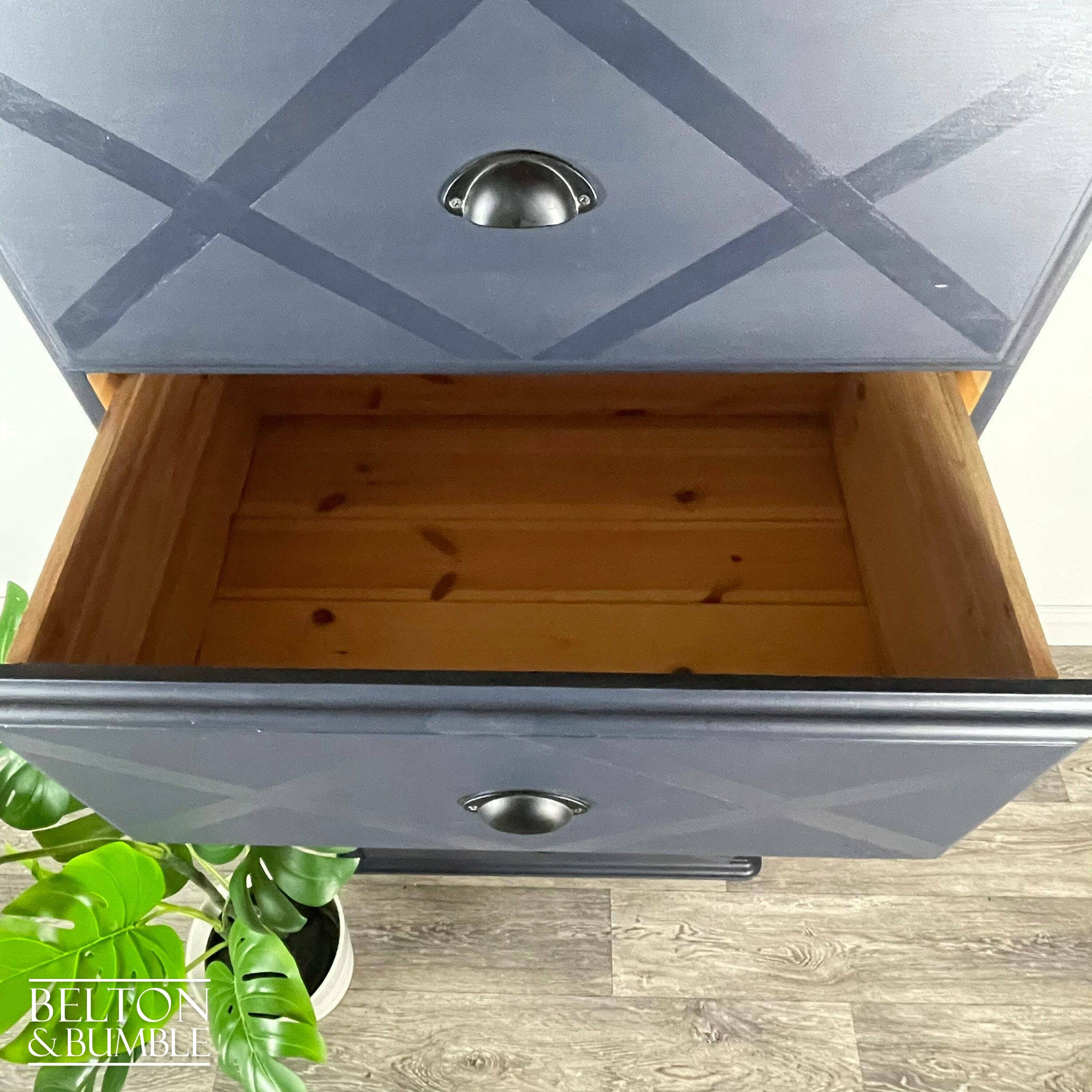 Large Five Drawer Tallboy Chest of Drawers in Navy-Belton & Bumble