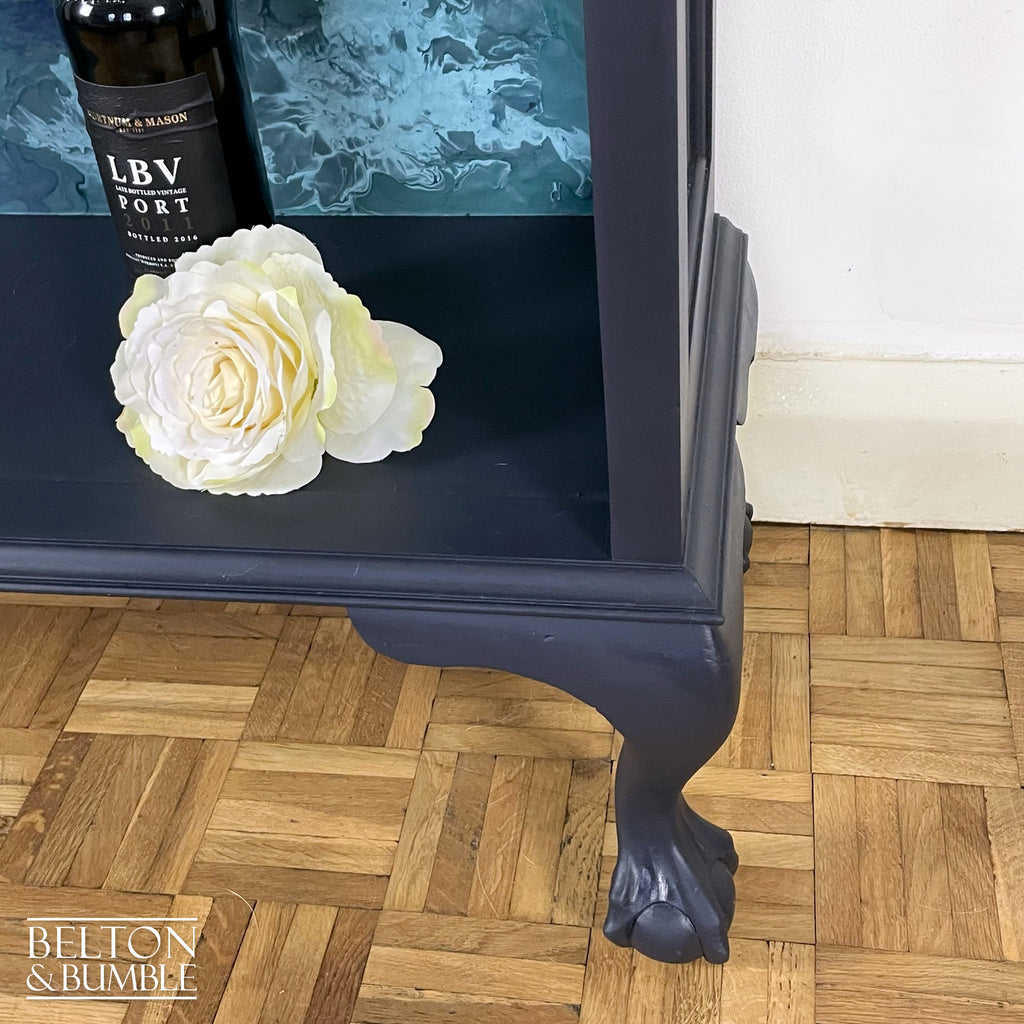 Glass Display Shelving Cabinet in Dark Blue-Belton & Bumble