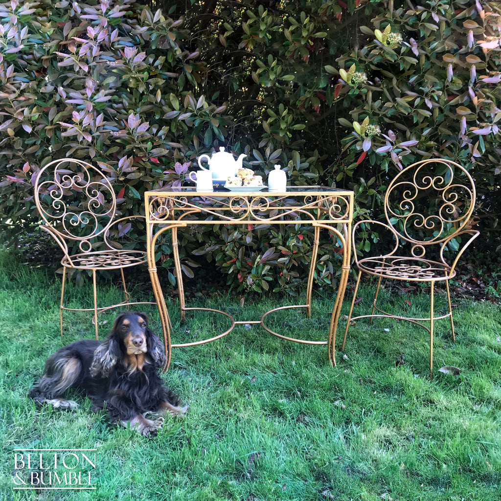 Glass Topped Copper Bistro Table and Chair Set for Garden-Belton & Bumble