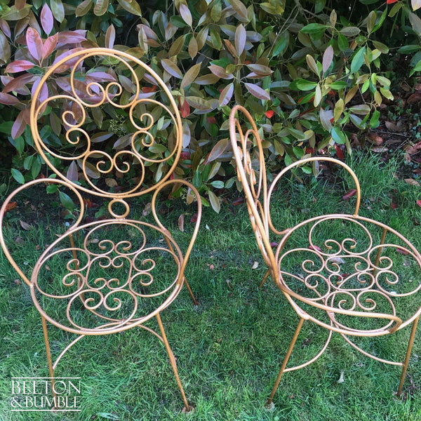 Glass Topped Copper Bistro Table and Chair Set for Garden-Belton & Butler