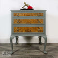 Three Drawer Chest of Drawers in Light Sage Green and Burr Walnut-Belton & Bumble