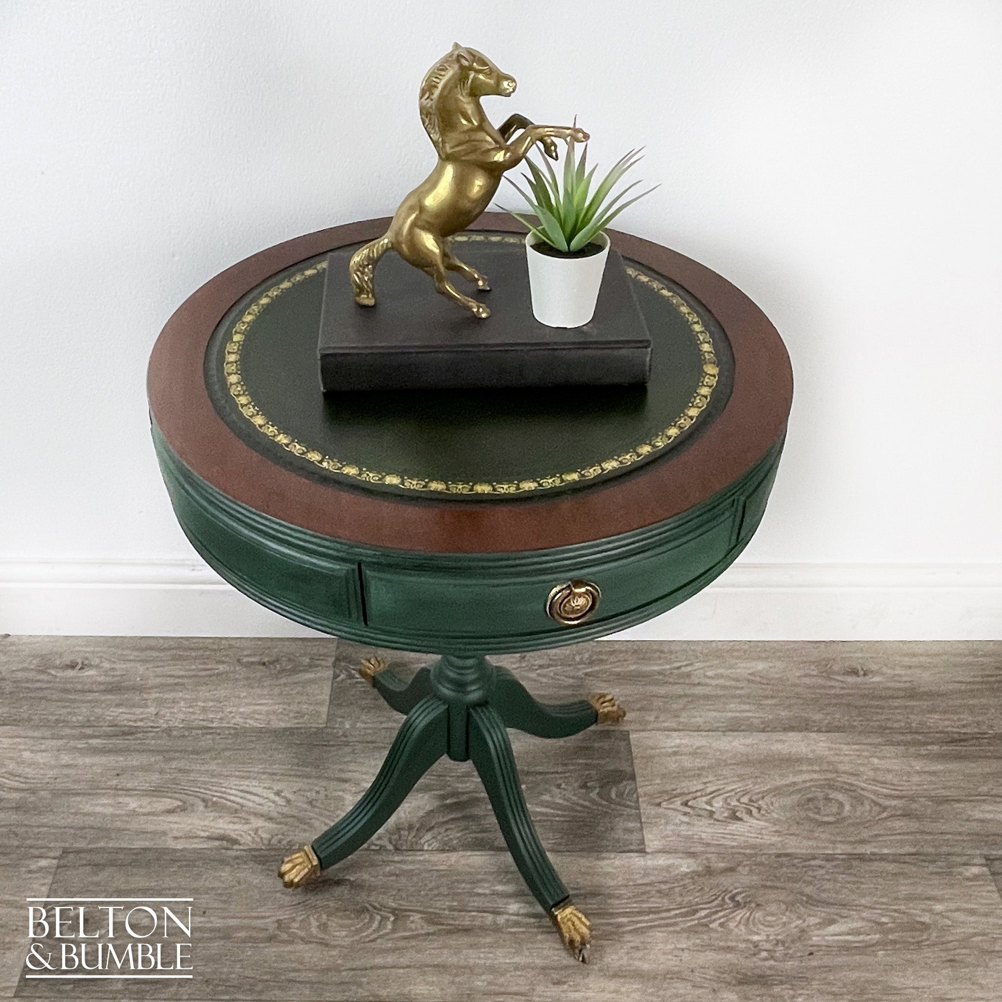 Drum Table in Green and Black-Belton & Bumble