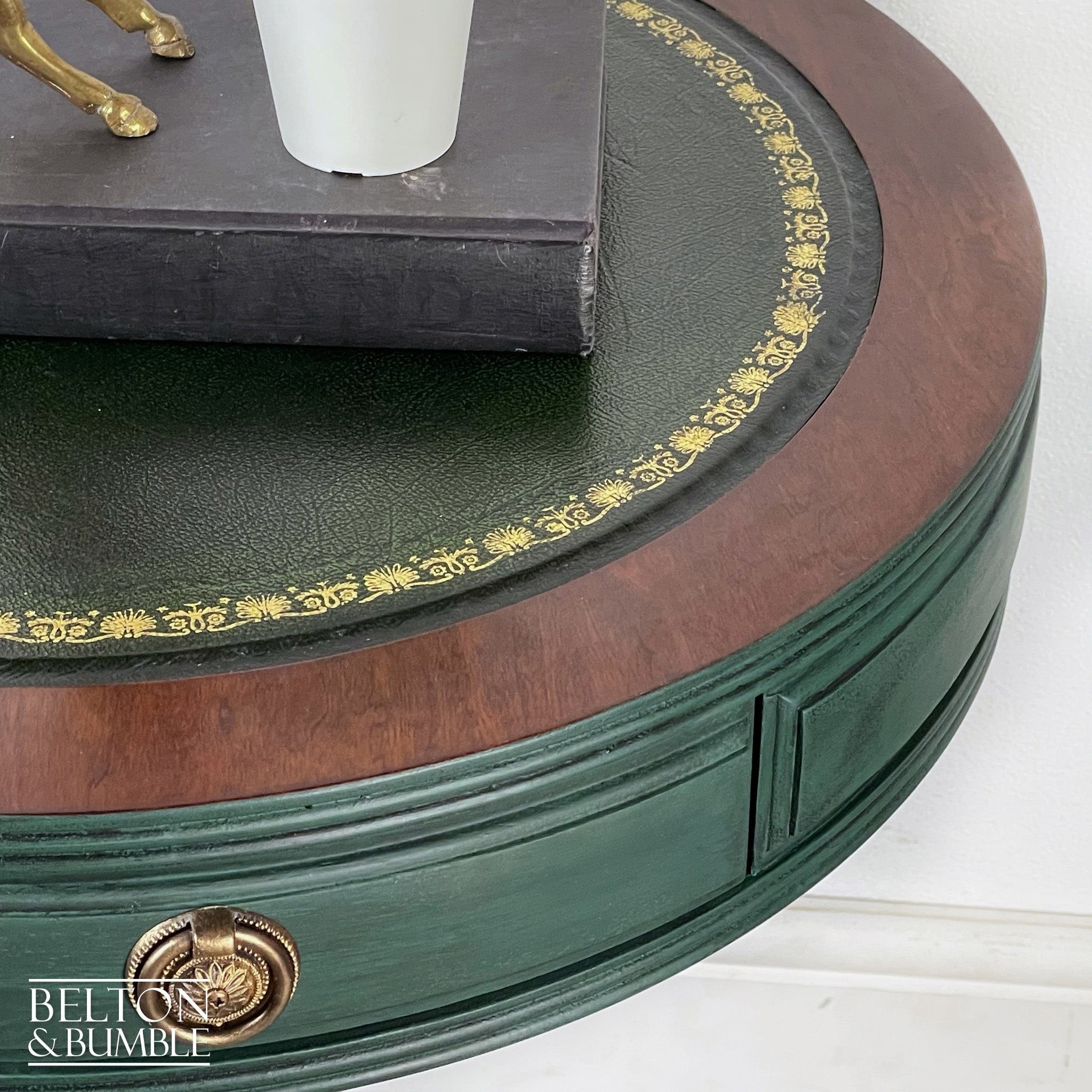 Drum Table in Green and Black-Belton & Bumble