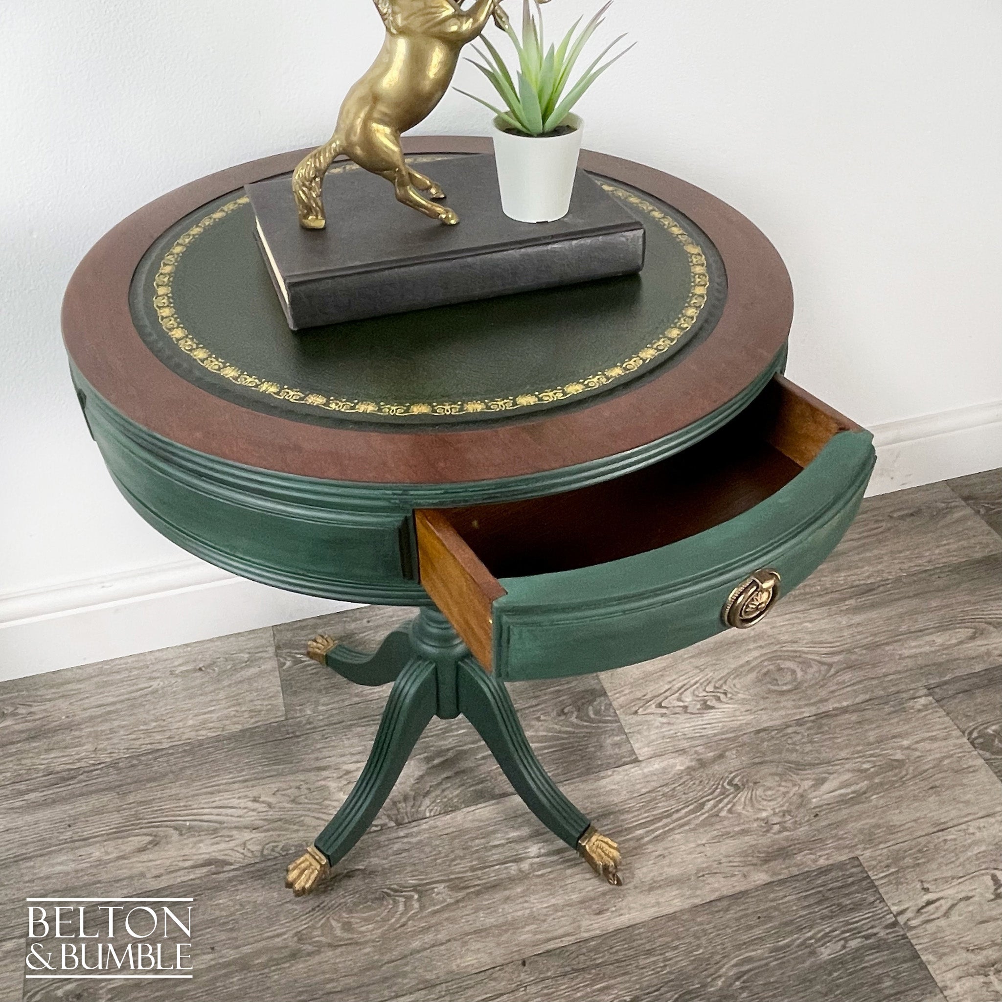Drum Table in Green and Black-Belton & Bumble