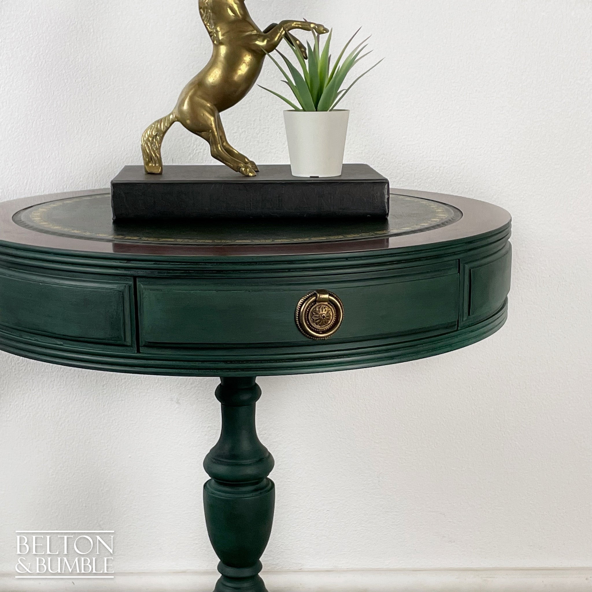 Drum Table in Green and Black-Belton & Bumble