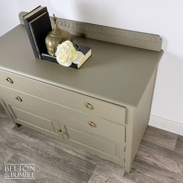 Two Drawer Chest of Drawers with Cupboard in Green Grey-Belton & Butler