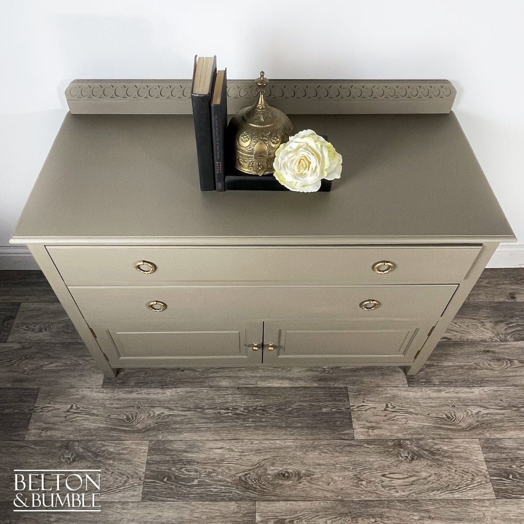 Two Drawer Chest of Drawers with Cupboard in Green Grey-Belton & Bumble
