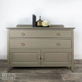 Two Drawer Chest of Drawers with Cupboard in Green Grey-Belton & Bumble