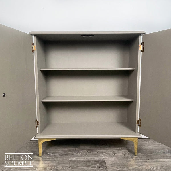 Linen Storage Cupboard in Green Grey-Belton & Butler