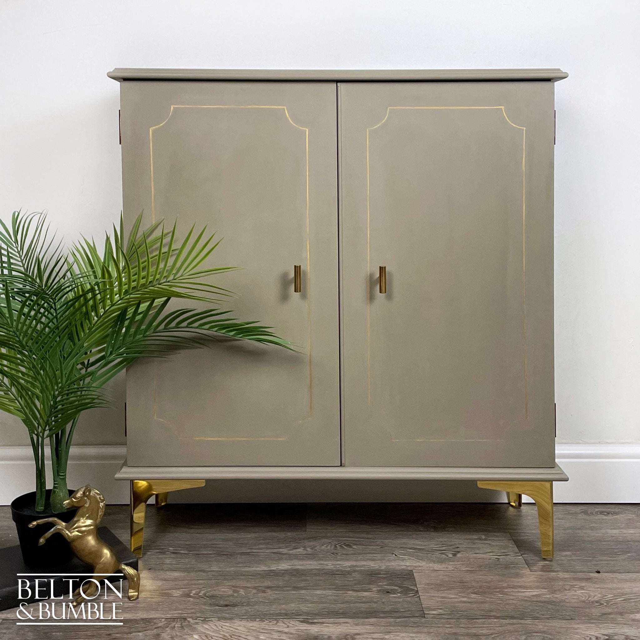 Linen Storage Cupboard in Green Grey-Belton & Butler