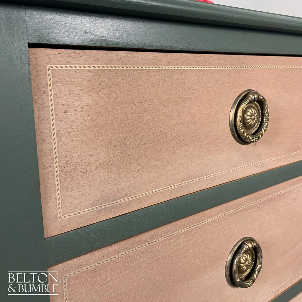 Four Drawer Mahogany Chest of Drawers in Green-Belton & Bumble
