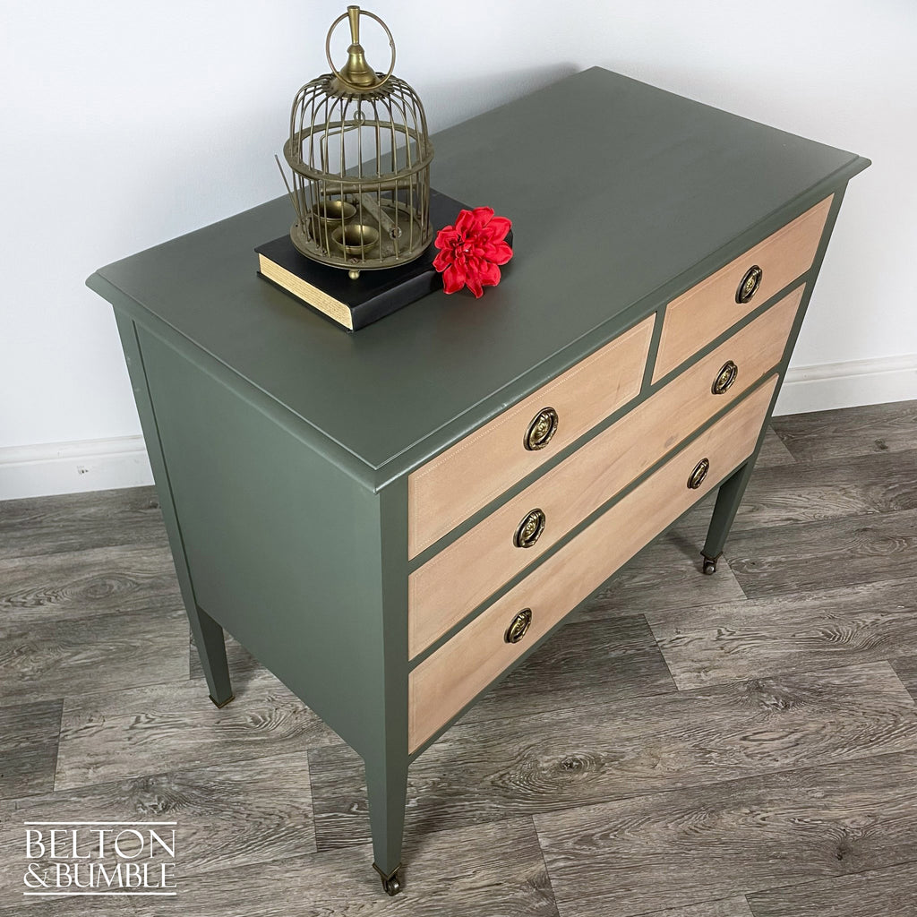 Four Drawer Mahogany Chest of Drawers in Green-Belton & Bumble