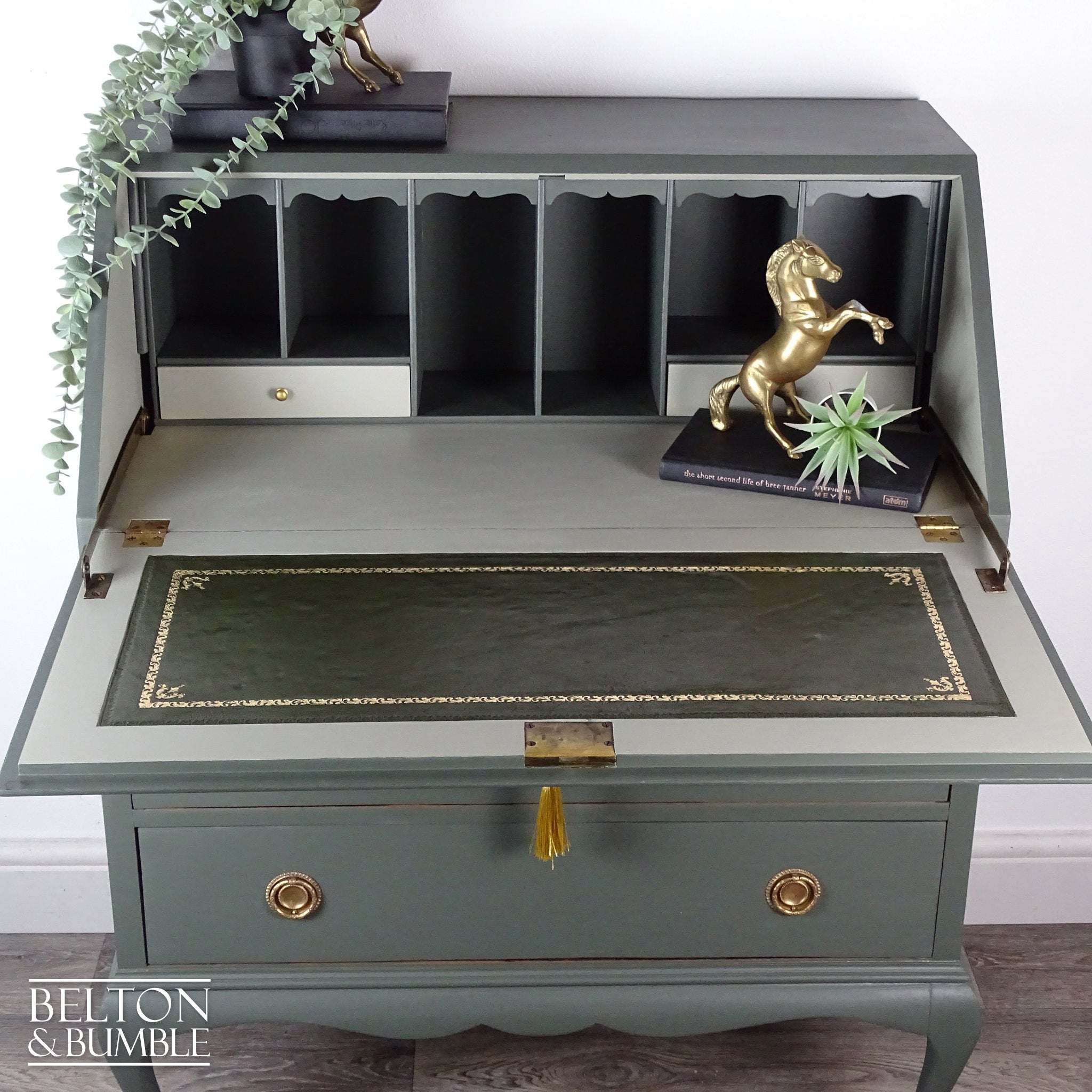Queen Anne Writing Bureau in Green-Belton & Bumble