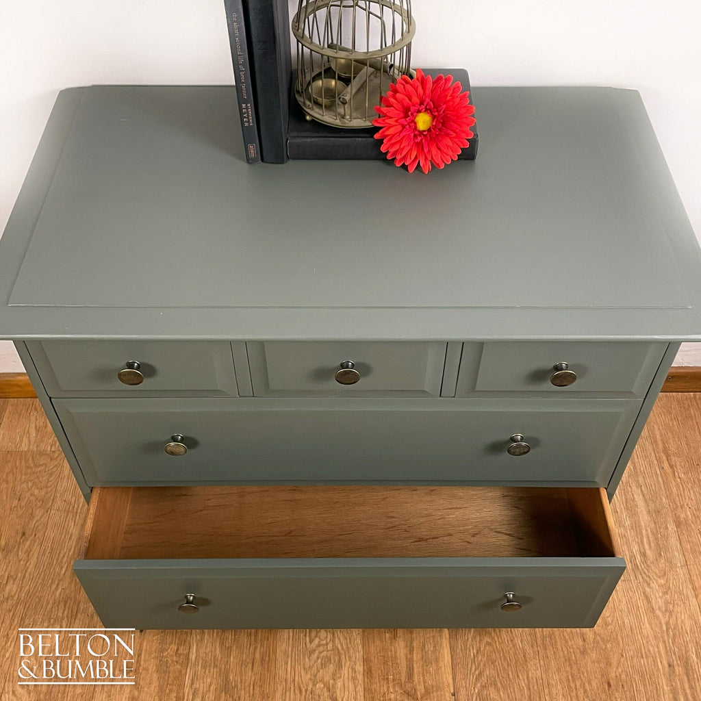 Five Drawer Chest of Drawers by Stag Minstrel in Olive Green-Belton & Bumble