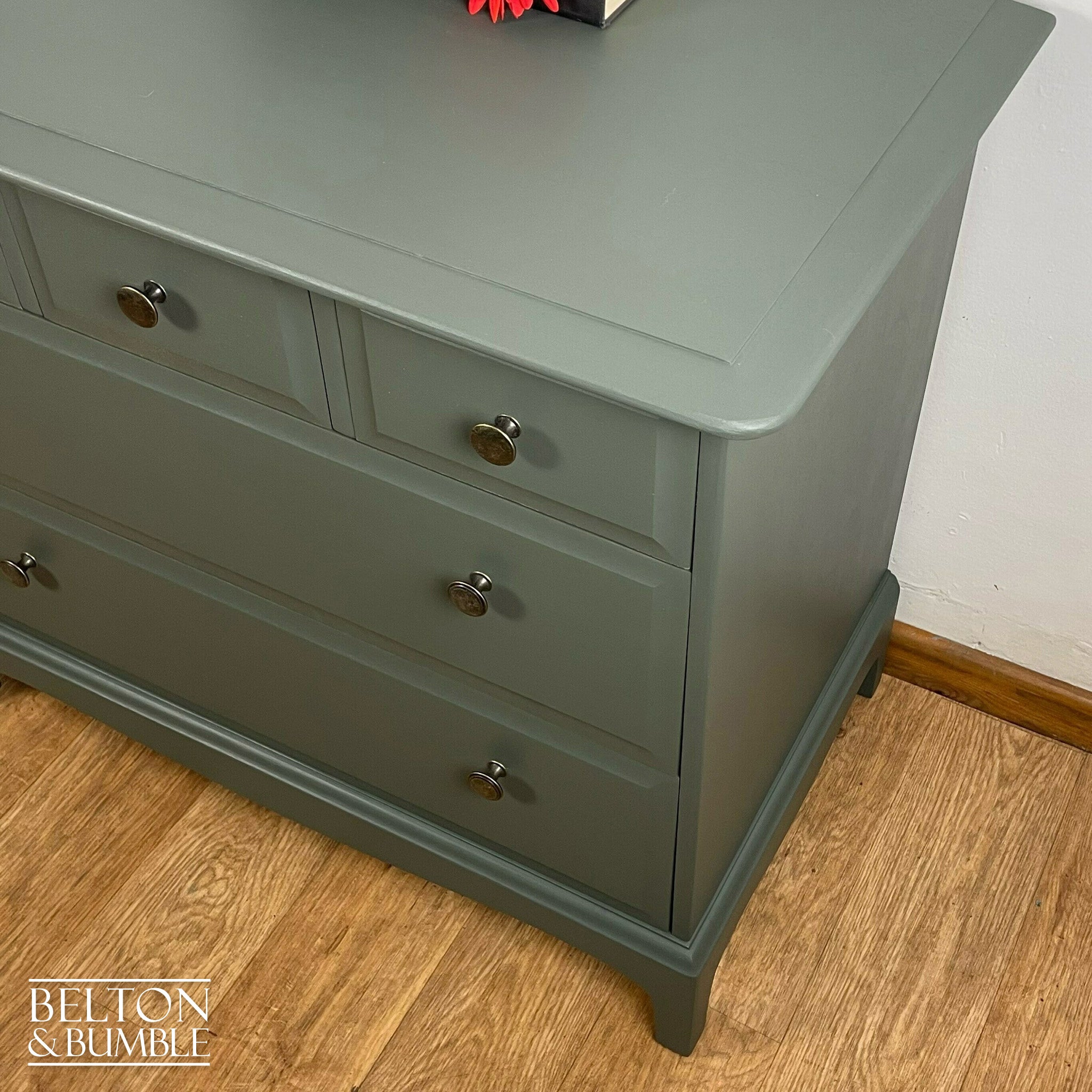 Five Drawer Chest of Drawers by Stag Minstrel in Olive Green-Belton & Bumble
