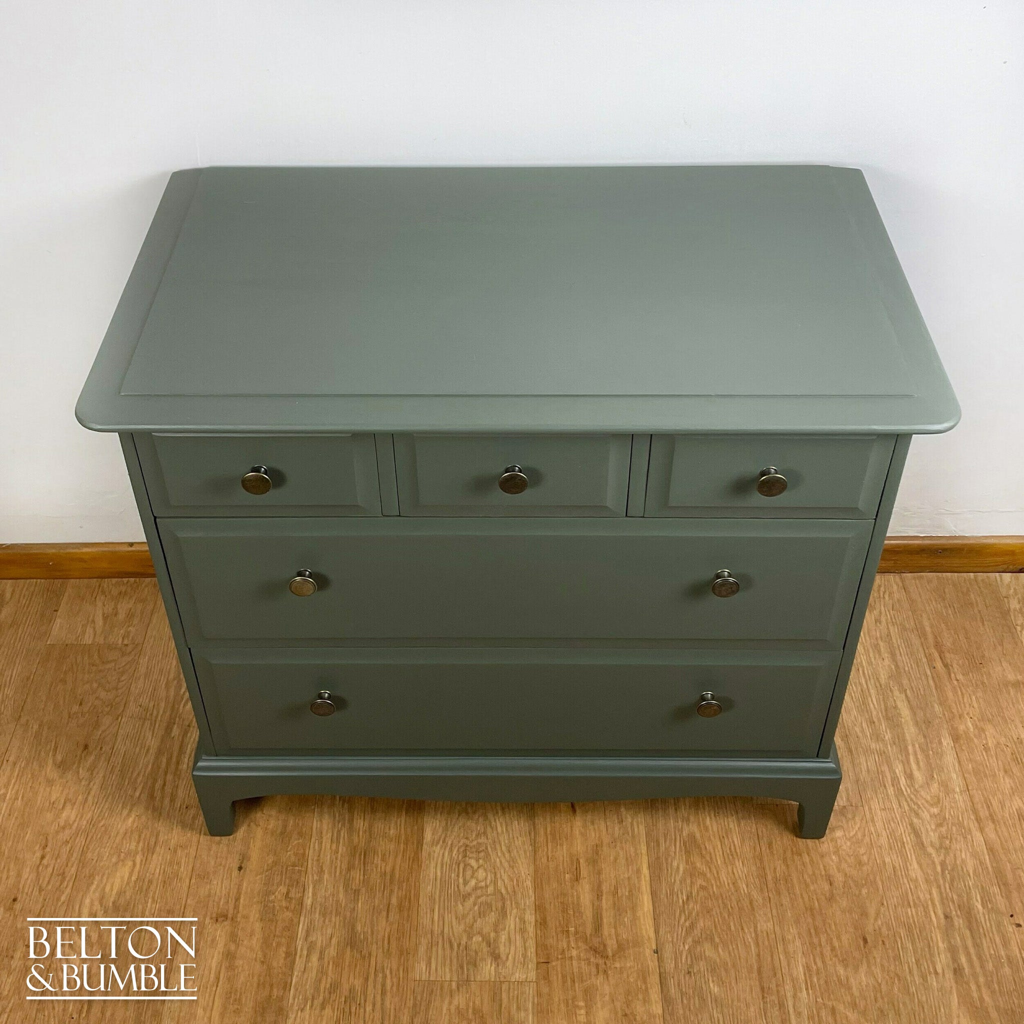 Five Drawer Chest of Drawers by Stag Minstrel in Olive Green-Belton & Bumble