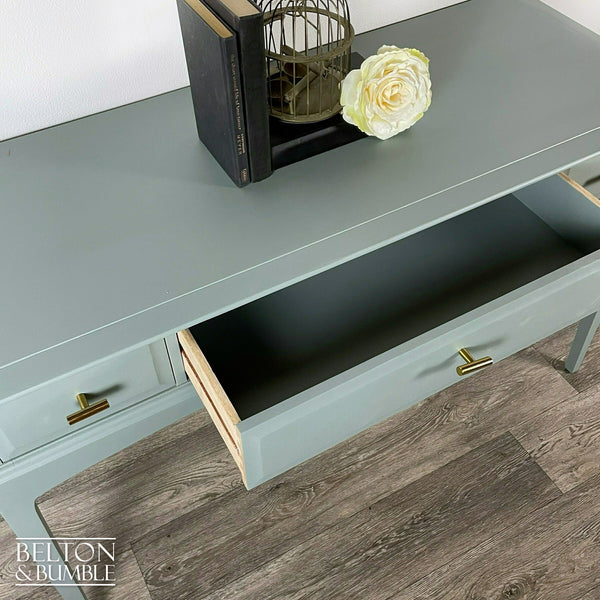 Three Drawer Desk / Console Table by Stag Minstrel in Green Grey-Belton & Butler