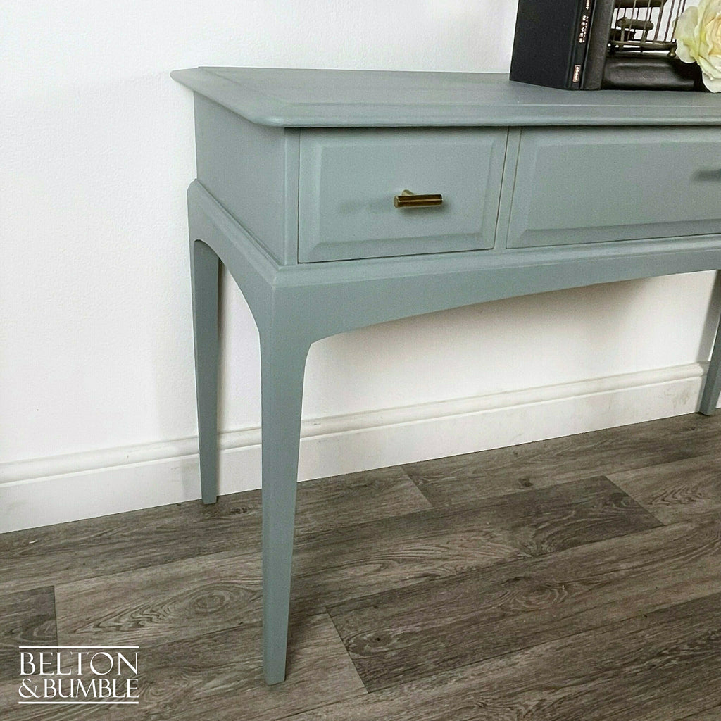 Three Drawer Desk / Console Table by Stag Minstrel in Green Grey-Belton & Bumble