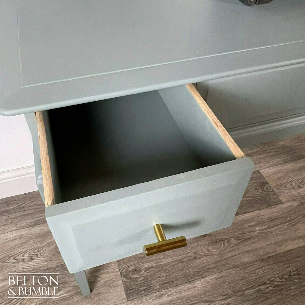 Three Drawer Desk / Console Table by Stag Minstrel in Green Grey-Belton & Bumble