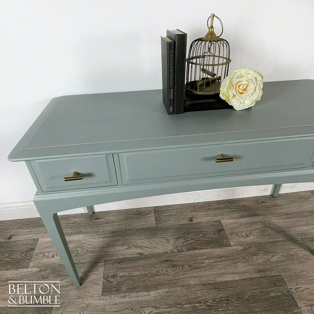 Three Drawer Desk / Console Table by Stag Minstrel in Green Grey-Belton & Bumble