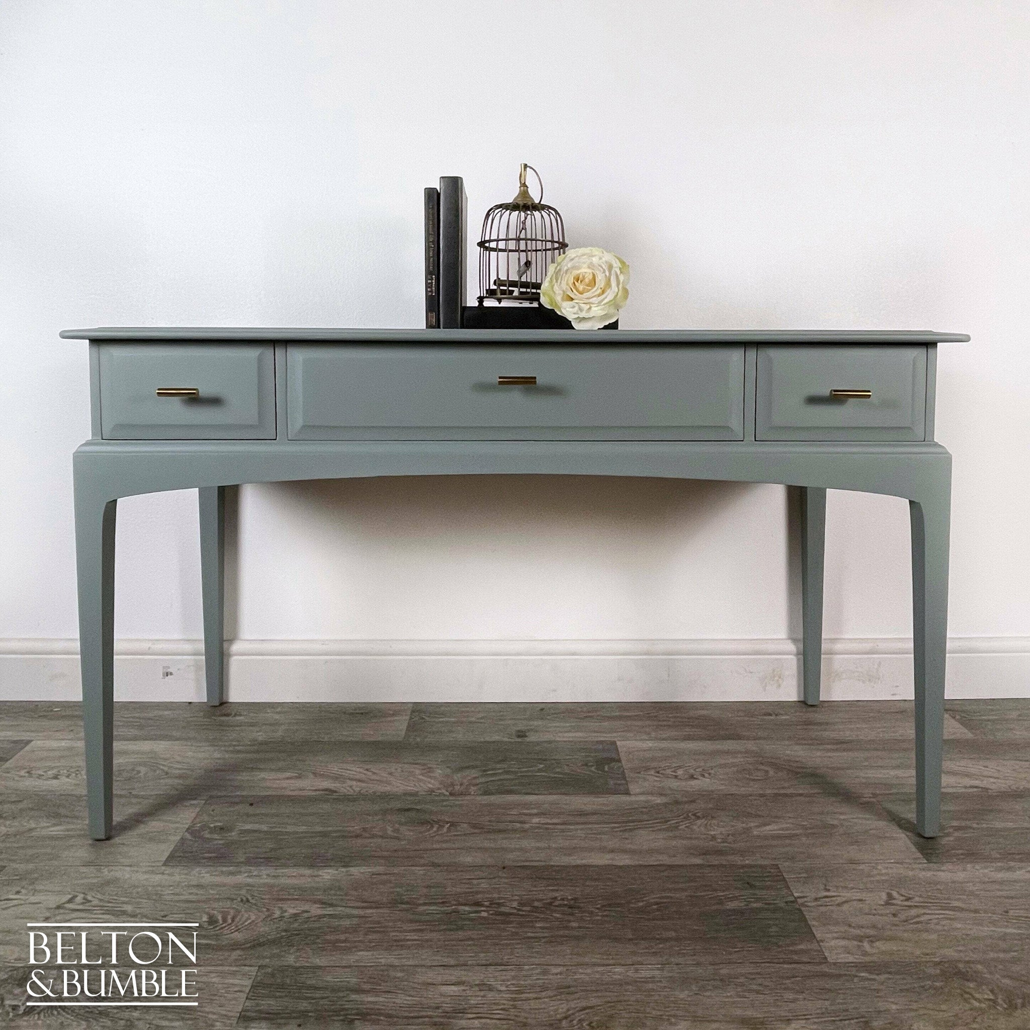 Three Drawer Desk / Console Table by Stag Minstrel in Green Grey-Belton & Butler