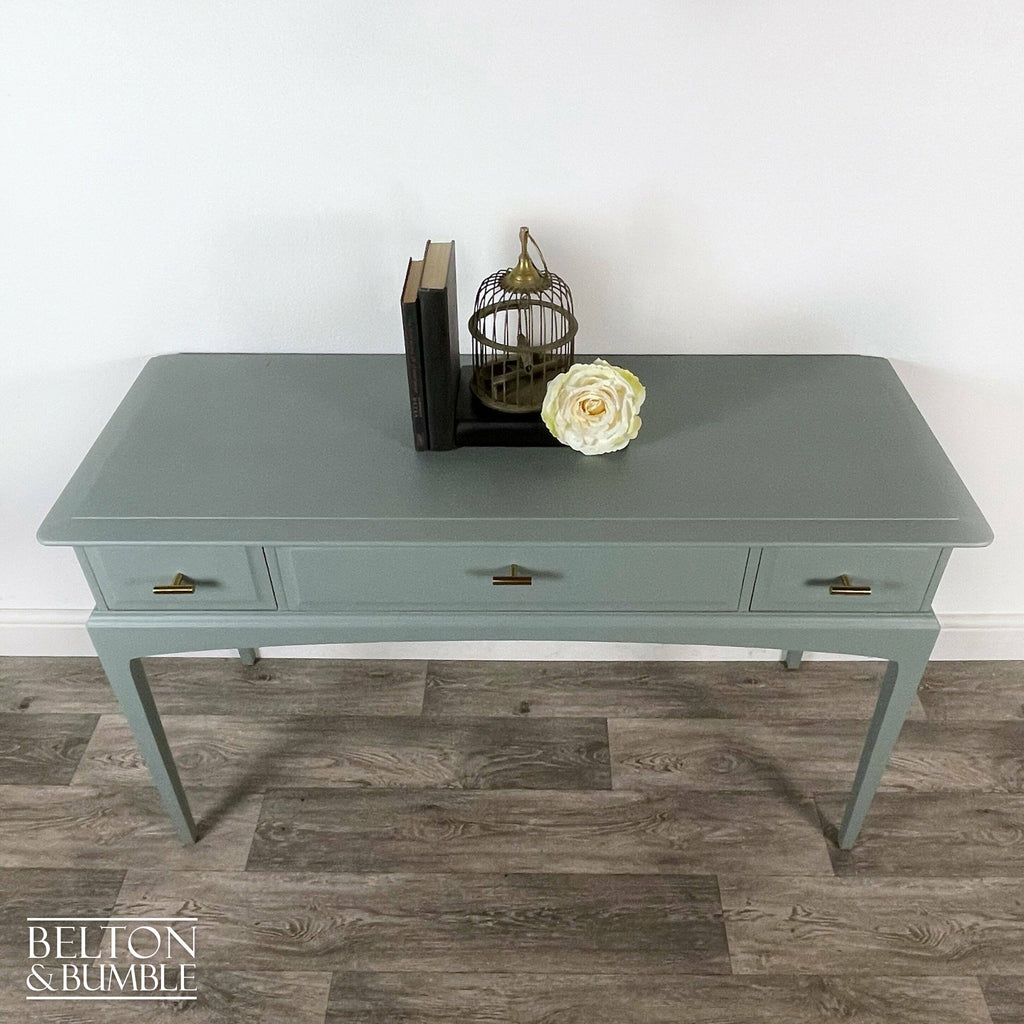 Three Drawer Desk / Console Table by Stag Minstrel in Green Grey-Belton & Bumble