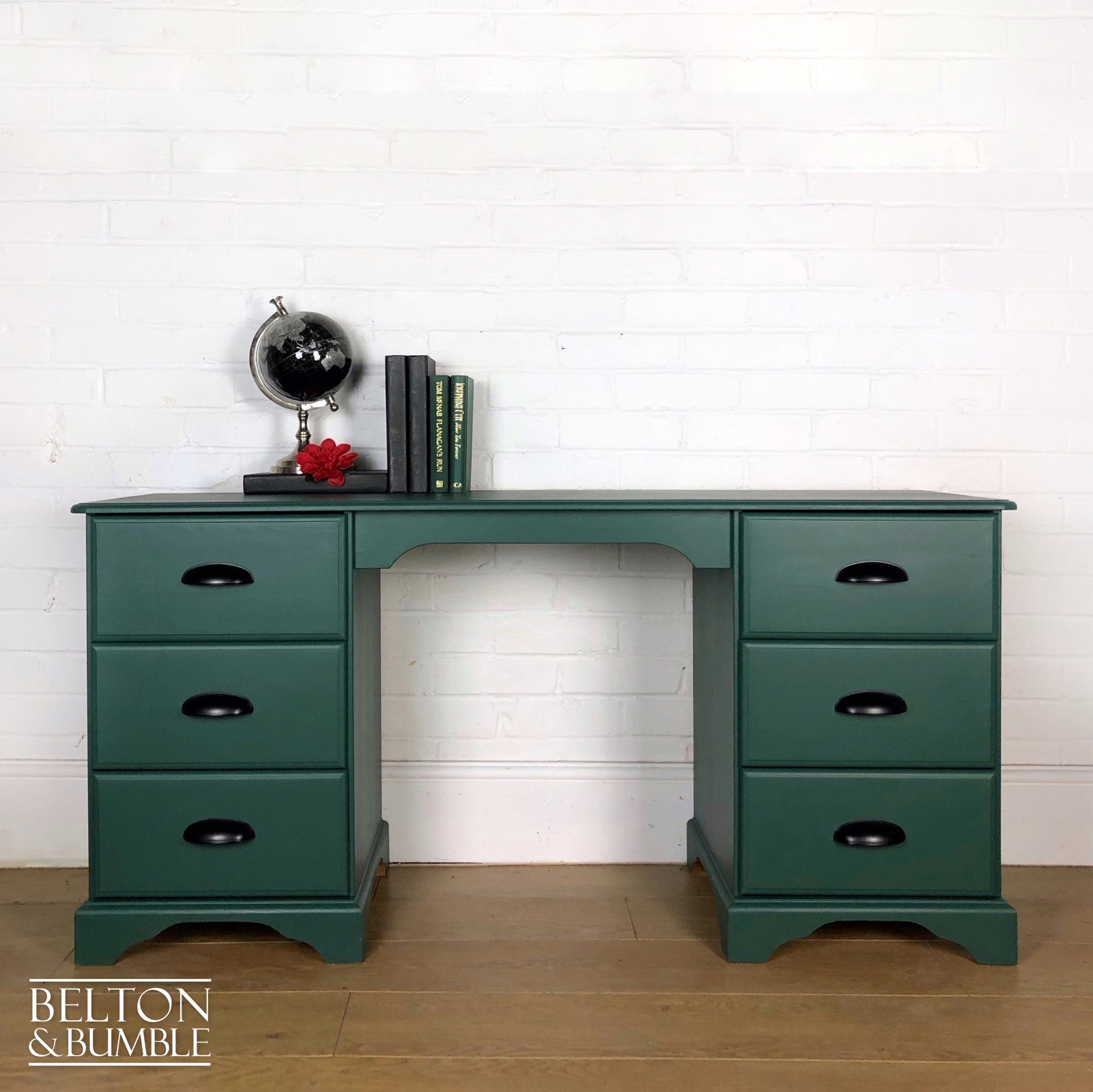 Green Double Pedestal Desk-Belton & Bumble