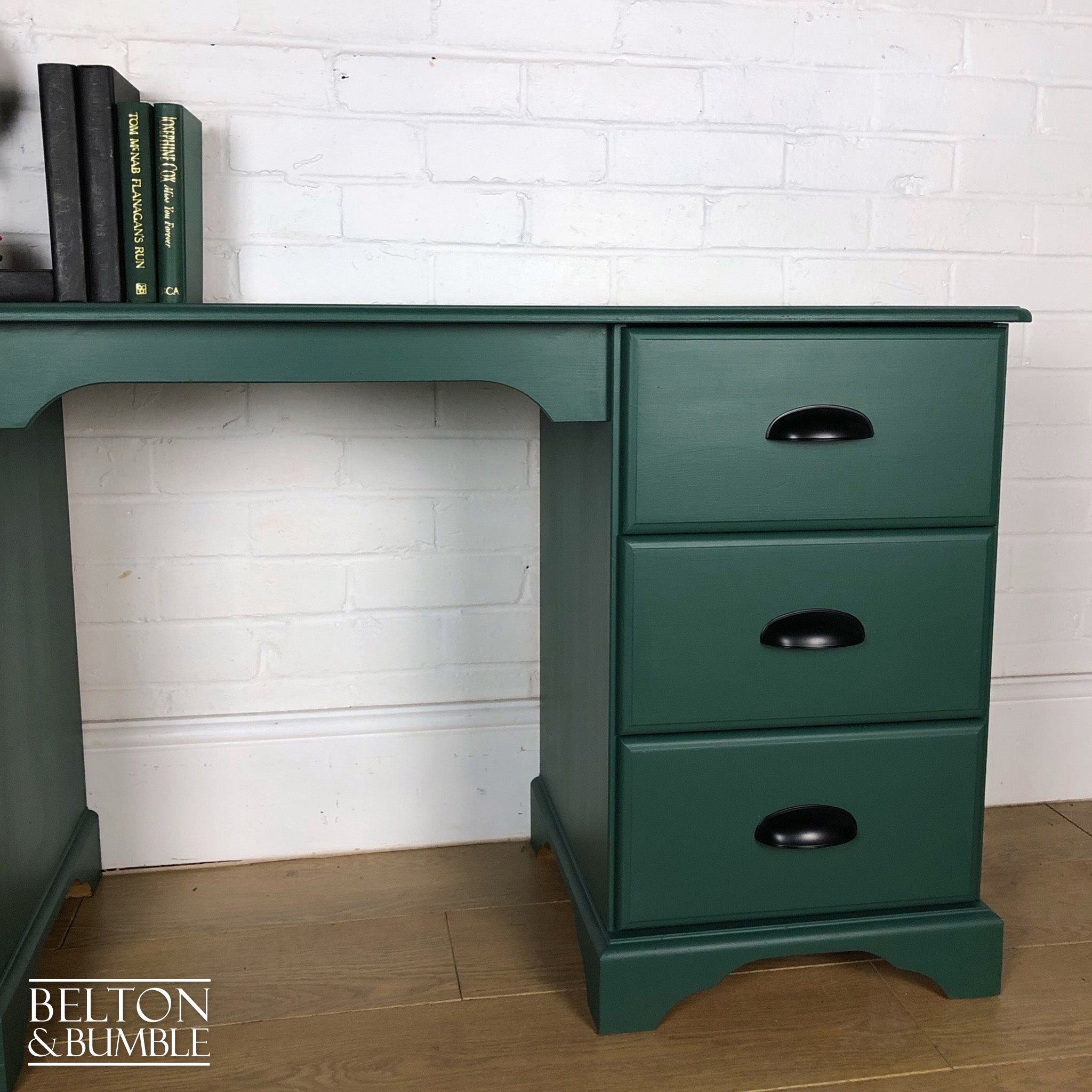 Green Double Pedestal Desk-Belton & Bumble