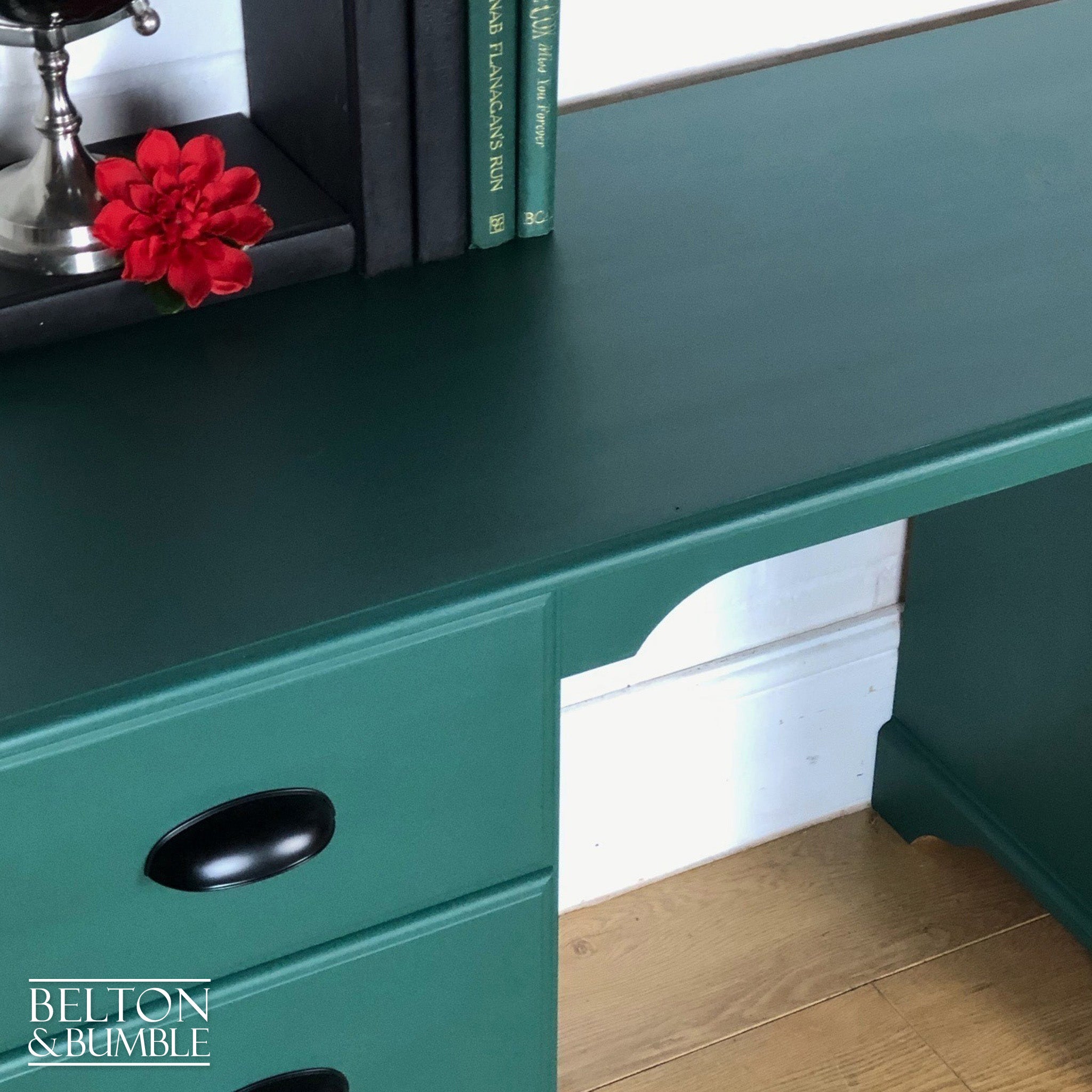 Green Double Pedestal Desk-Belton & Bumble
