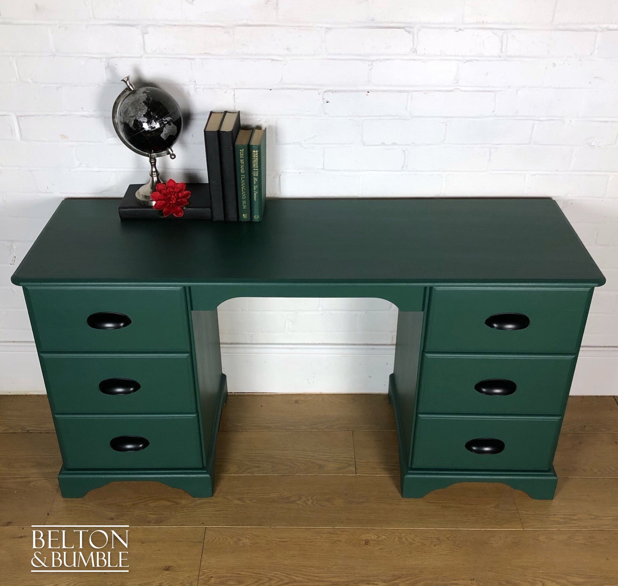 Green Double Pedestal Desk-Belton & Bumble