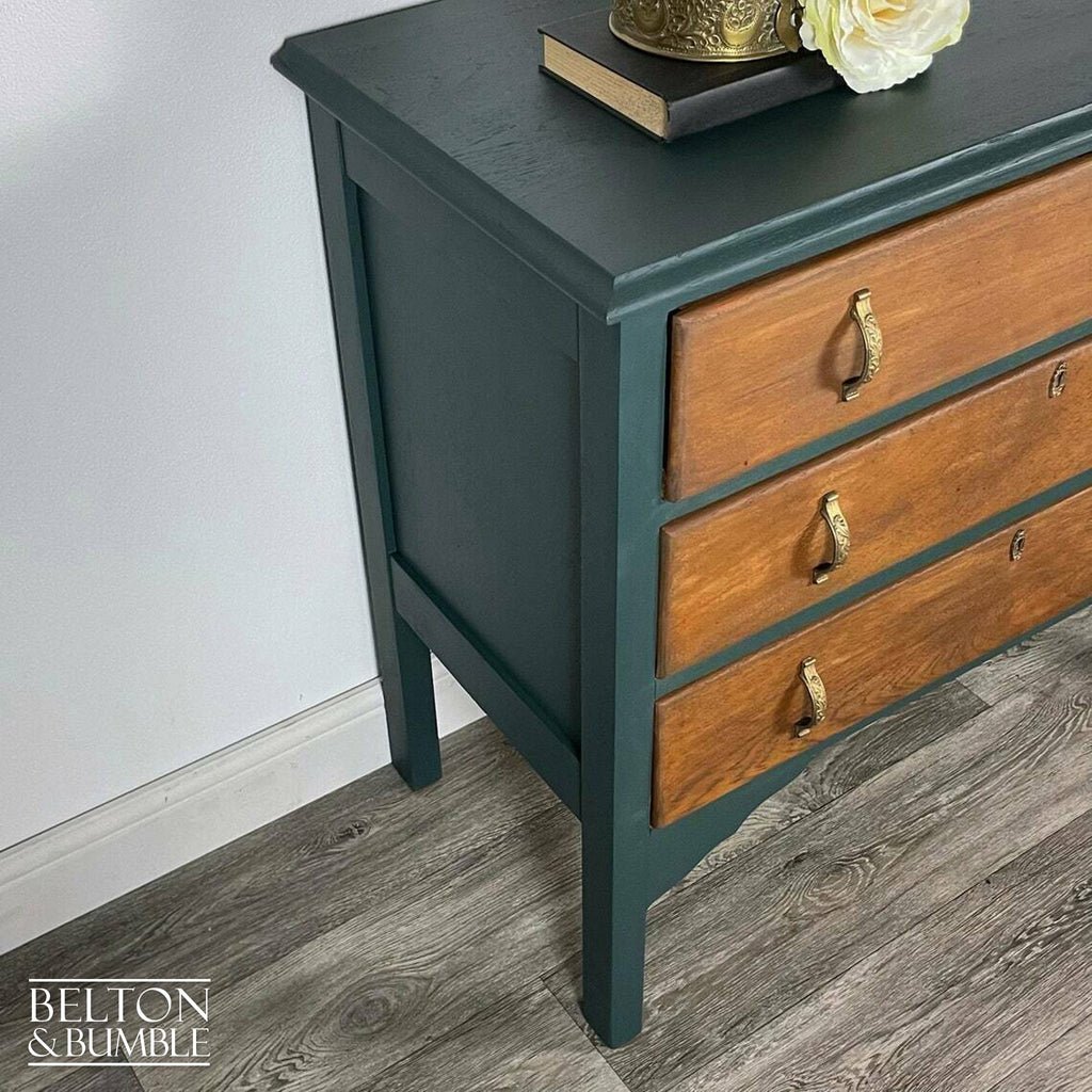 Three Drawer Chest of Drawers in Green and Oak-Belton & Bumble